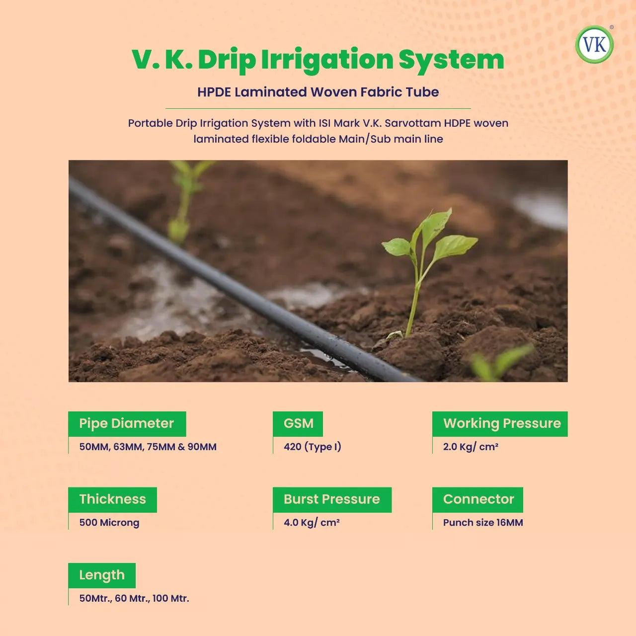 VK Dripshakti Drip Irrigation System – 3000 Sqm | High-Capacity Inline Micro Irrigation Set
