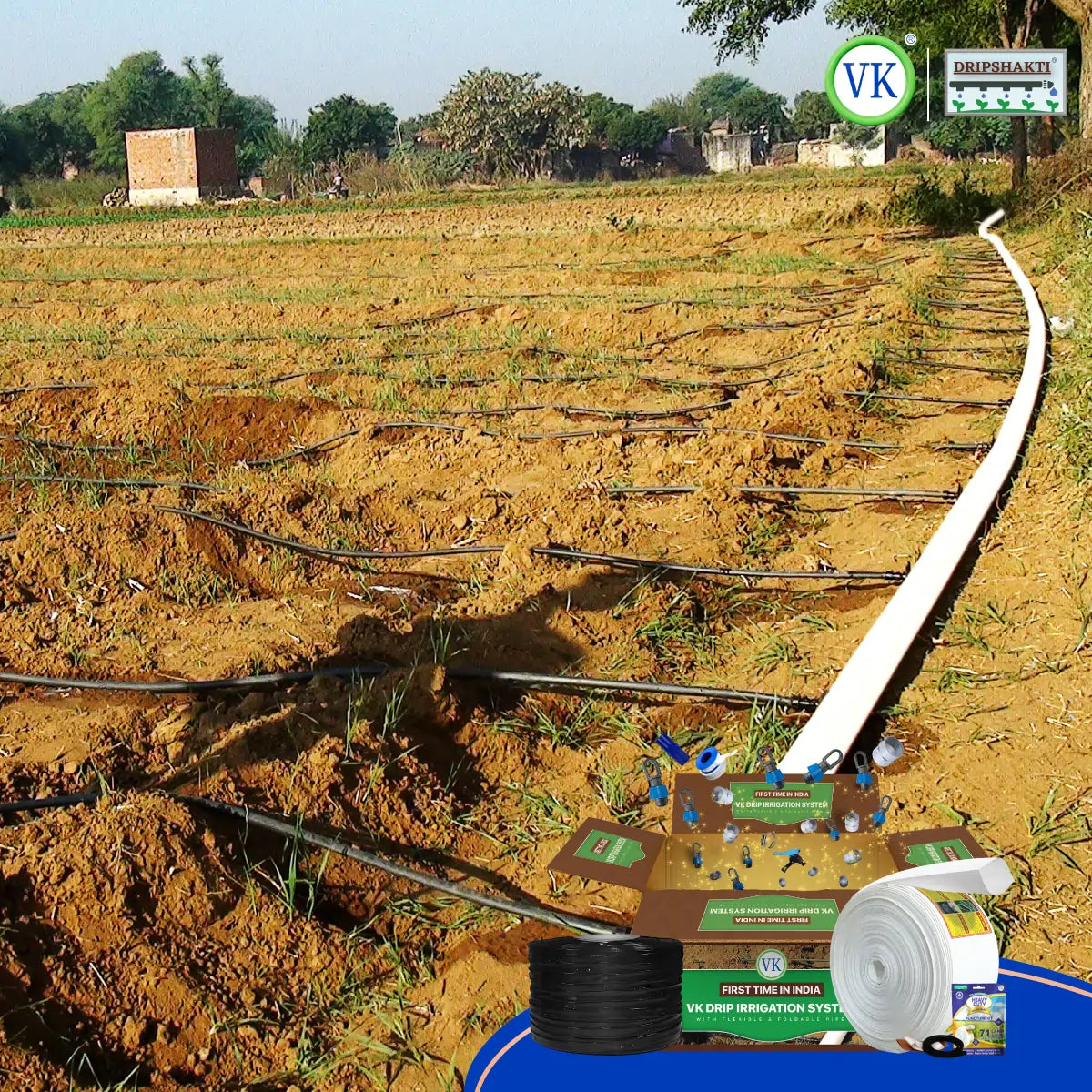 VK Dripshakti Drip Irrigation System – 3000 Sqm | High-Capacity Inline Micro Irrigation Set