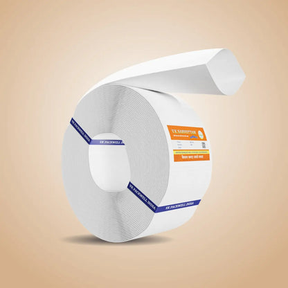 Roll of white tape with a brand VK Sarvottam HDPE Laminated Lapeta Pipe